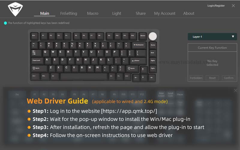 MACHENIKE K600-B82W có Phần mềm điều khiển