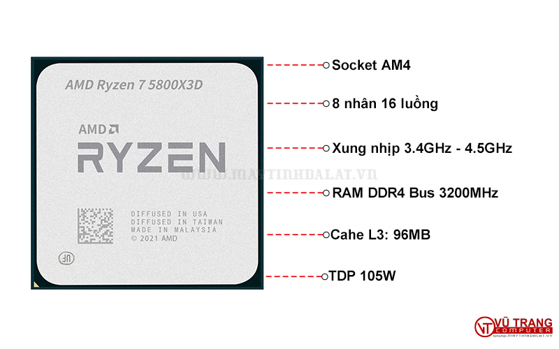 CPU RYZEN 7 5800X3D THÔNG SỐ KỸ THUẬT
