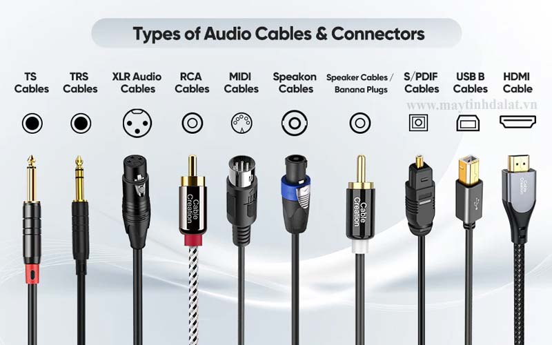 Các loại cáp âm thanh 3.5mm, RCA, Optical chính hãng đầu mạ vàng tại Maytinhdalat.vn