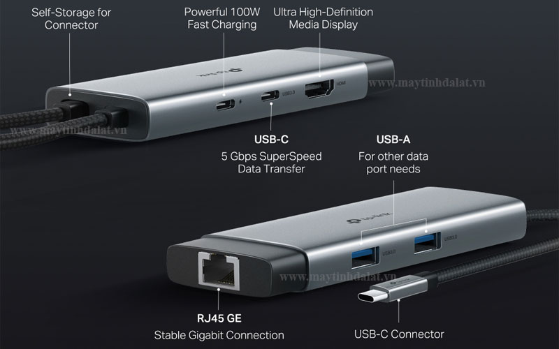 Chi tiết 6 cổng kết nối đa năng trên Hub USB-C TP-Link UH6120C