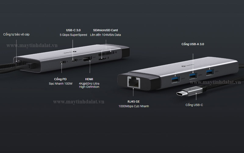 Chi tiết 9 cổng kết nối đa năng trên Hub USB-C TP-Link UH9120C
