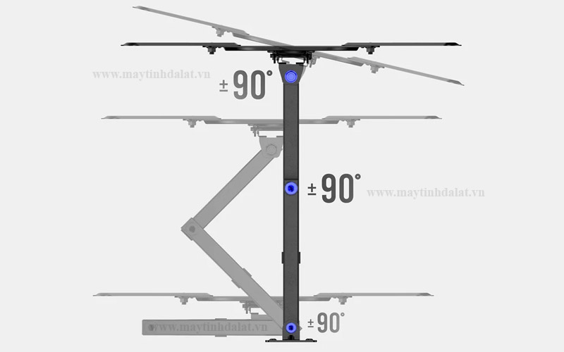 Chi tiết tay đòn xoay góc rộng linh hoạt trên giá treo tivi HyperWork TVF03