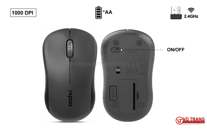 Chuột Rapoo M20 Wireless màu đen giá rẻ