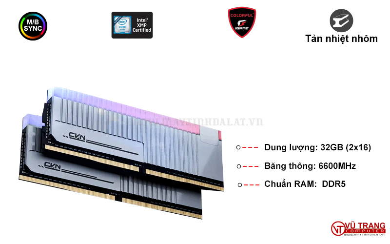 RAM COLORFUL CVN ICICLE 32GB (2X16GB) DDR5 6600MHZ