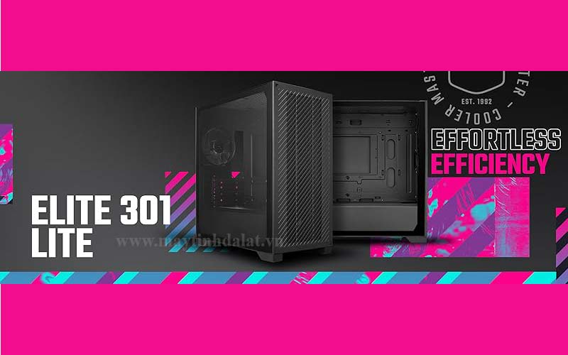 Tổng quan thiết kế vỏ case Cooler Master Elite 301 Lite màu đen và trắng
