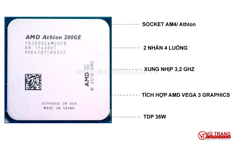 CPU AMD Athlon 200GE Box chính hãng