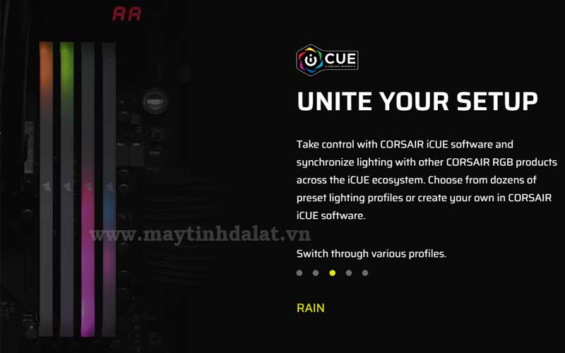 Hiệu ứng đèn LED RGB trên RAM Corsair Vengeance RGB RS