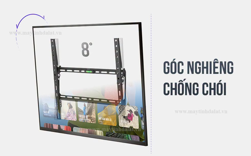 Cơ chế điều chỉnh góc nghiêng chống chói trên giá treo tivi HyperWork TVF01