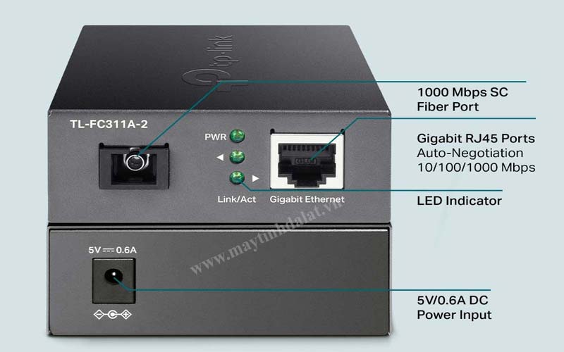 Mặt trước thiết bị TP-Link TL-FC311A-2 với cổng SC và RJ45