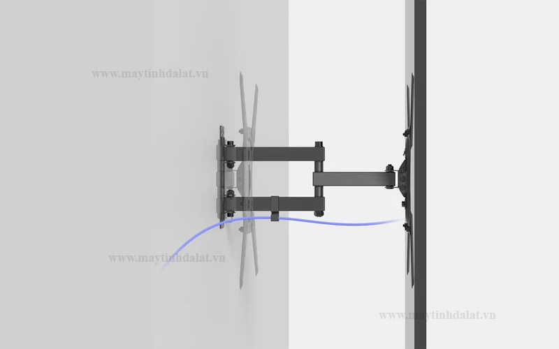 Lớp sơn tĩnh điện cao cấp và thiết kế đi dây gọn gàng trên giá treo tivi HyperWork TVF03