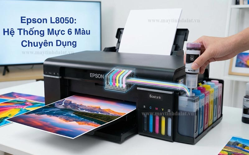 Hệ thống mực 6 màu chuyên dụng tái tạo hình ảnh sống động trên Epson L8050
