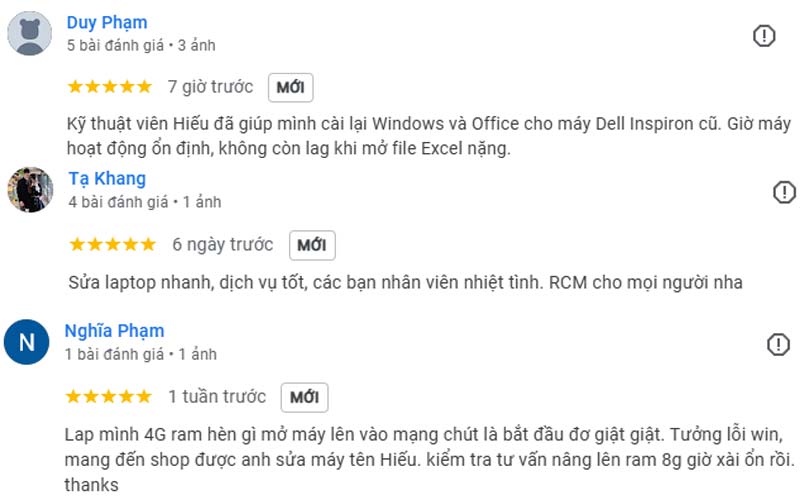 khách hàng đánh giá về dịch vụ sửa chữa máy tính tận nhà tại đà lạt
