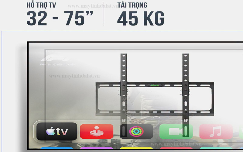 Khung thép chịu lực chắc chắn trên giá treo tivi HyperWork TVF01