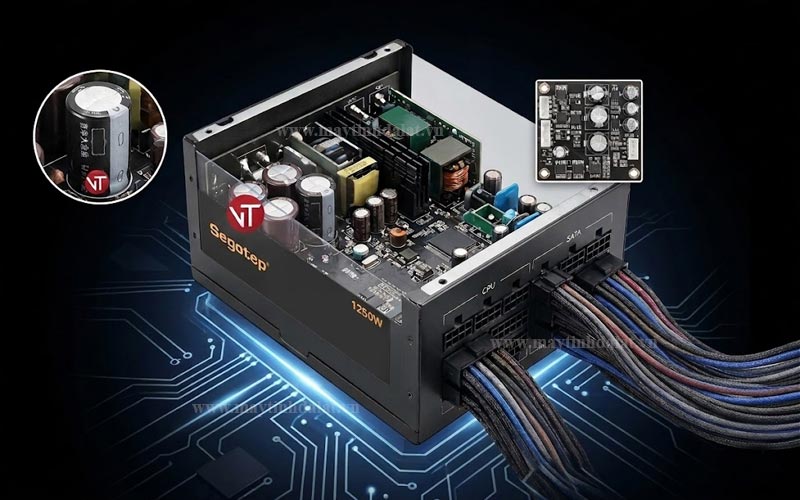 Hệ thống tụ điện Nhật Bản và kiến trúc mạch chuyển đổi DC-to-DC của Segotep 1250W