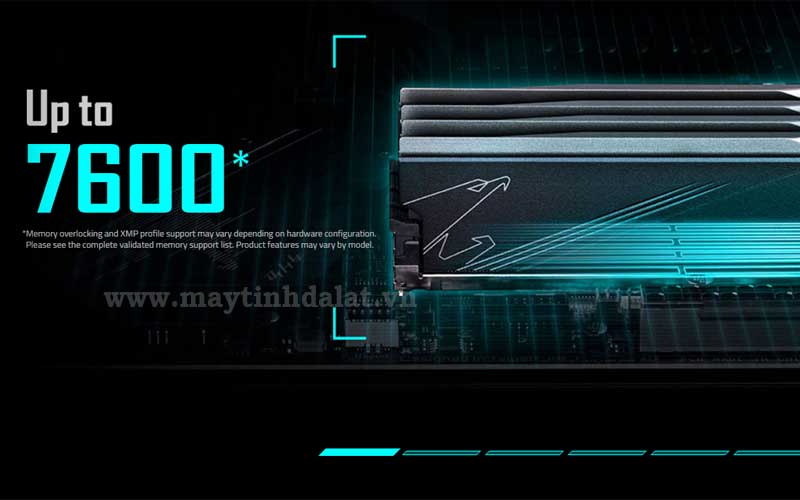 Khe RAM DDR5 hỗ trợ ép xung trên mainboard Gigabyte Z790 AORUS ELITE AX