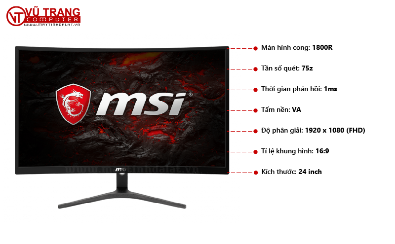 Thông số kỹ thuật của màn hình MSI Optix G241VC