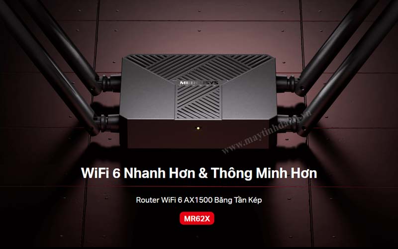 Thiết kế tổng quan router Mercusys MR62X với 4 ăng-ten nổi bật