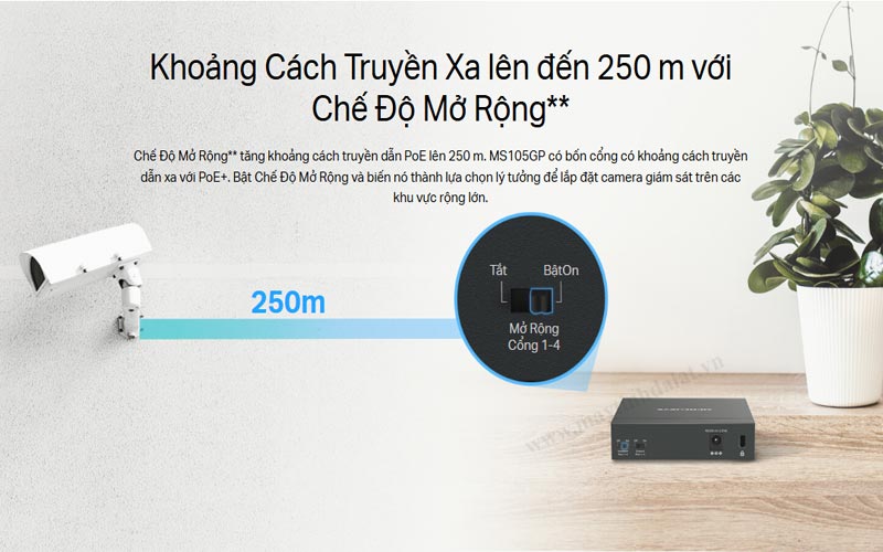 Mở rộng khoảng cách truyền tải lên tới 250 mét