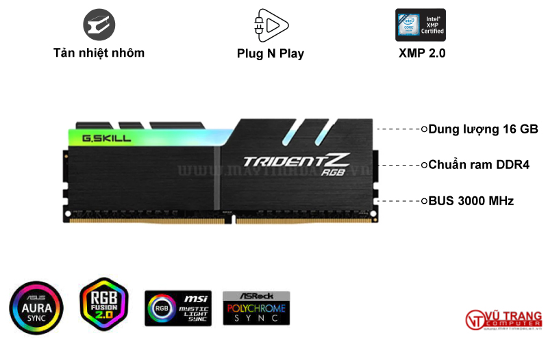 RAM GSKILL TRIDENT Z RGB 16GB (1X16GB) DDR4 3000MHZ