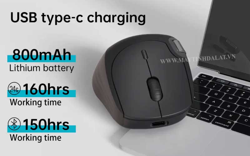 Cổng sạc USB-C hiện đại của Rapoo MT560