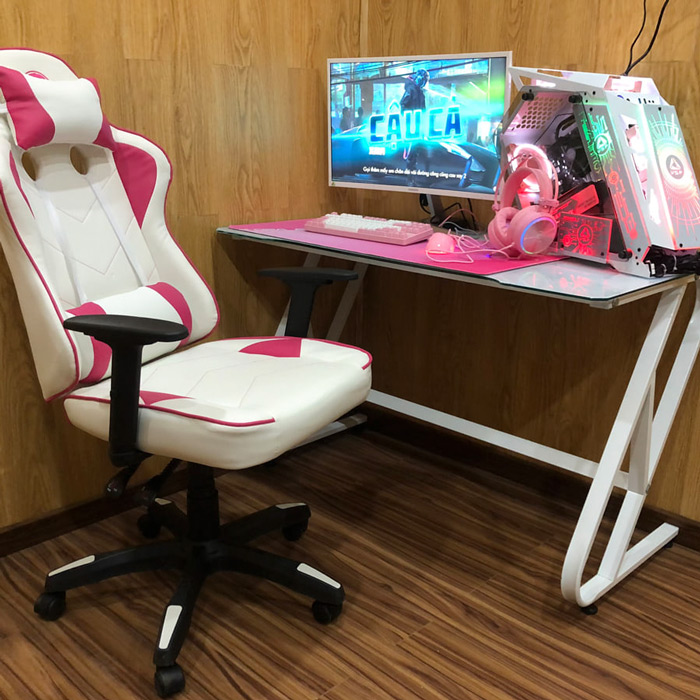 Review ghế gaming E-dra-EGC200 trắng hồng