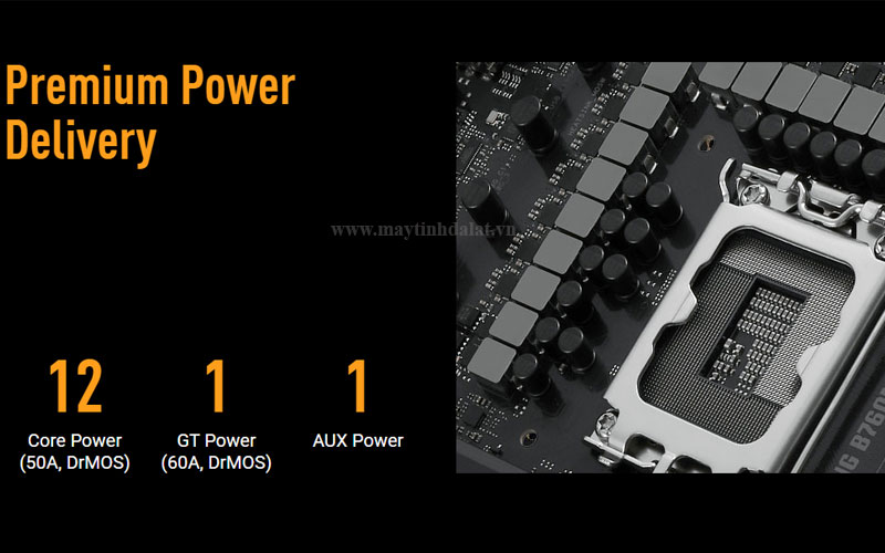 Hiệu năng Rock-Solid với tản nhiệt VRM mở rộng trên ASUS TUF B760M