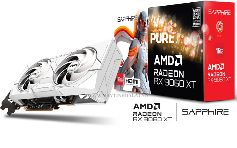 Thiết kế trắng tinh khôi của VGA Sapphire PURE RX 9060 XT