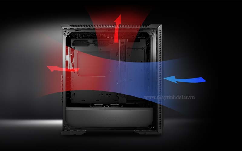 Sơ đồ lắp đặt quạt case tối ưu luồng gió (airflow) hút vào (intake) và thổi ra (exhaust)