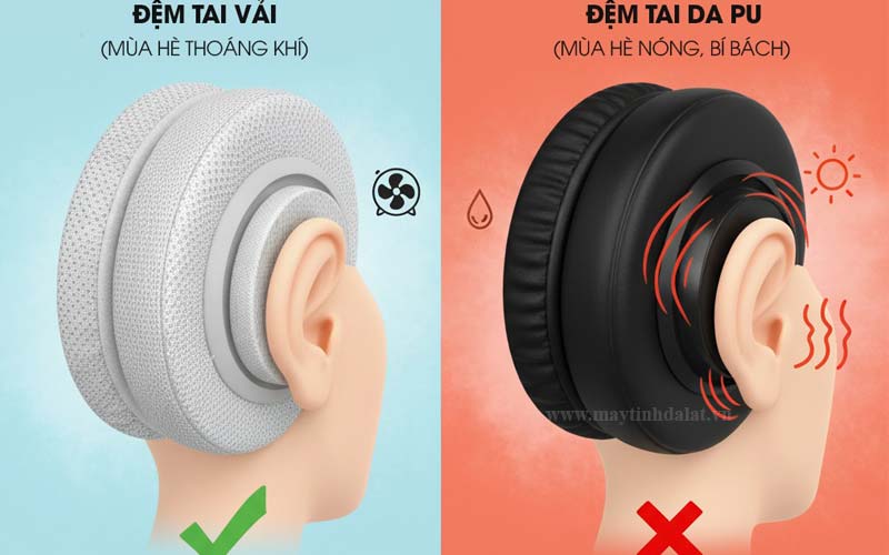 So sánh đệm tai nghe (earpad) Da PU (cách âm) và Vải Nỉ (thoáng mát)