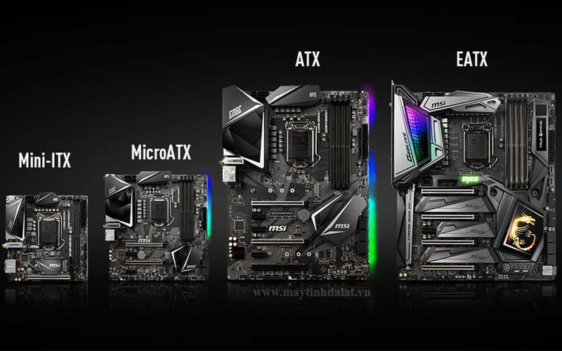 So sánh kích thước các loại bo mạch chủ ATX, Micro-ATX và Mini-ITX