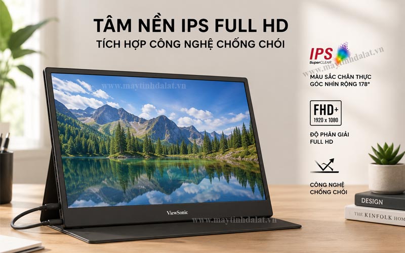 Tấm nền IPS Full HD tích hợp công nghệ chống chói trên ViewSonic VA1655-3
