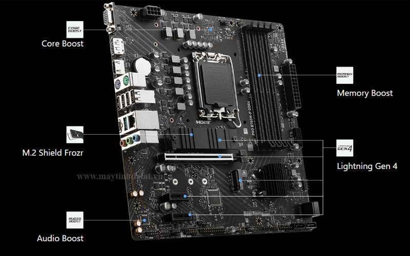 Tản nhiệt Chipset và giáp bảo vệ M.2 Shield Frozr trên MSI PRO B760M-P DDR4