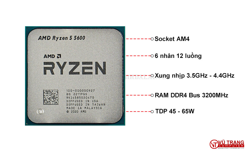 AMD Ryzen 5 5600 Box - thông số kĩ thuật