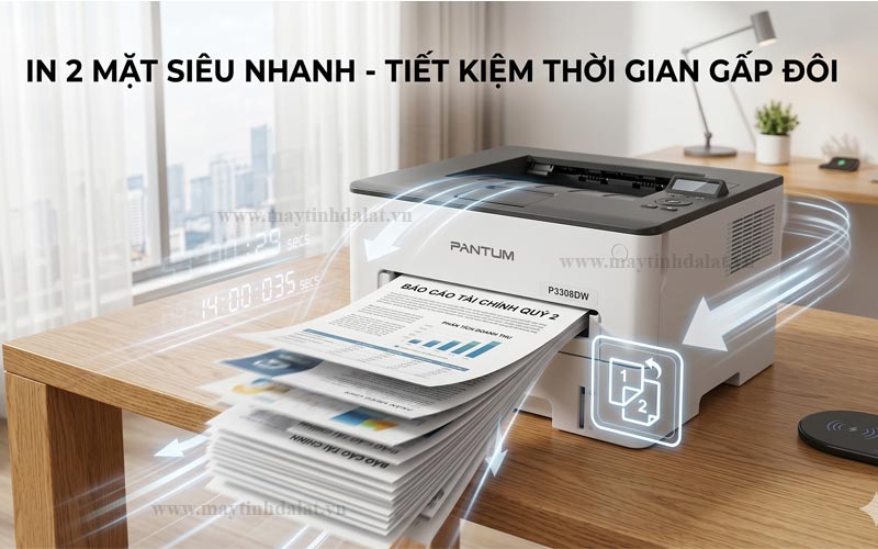 cơ chế in hai mặt tự động trên Pantum P3308DW