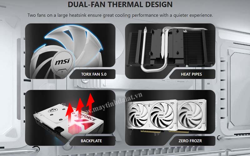 Hệ thống quạt tản nhiệt TORX Fan 4.0 trên VGA MSI RTX 5060