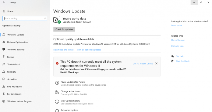 nâng windows 11 từ Windows update