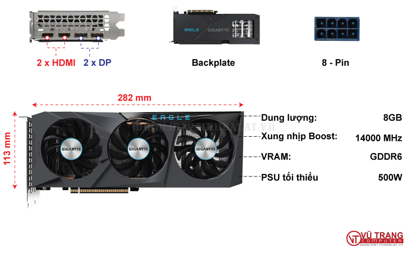 VGA GIGABYTE AMD RADEON RX 6600 EAGLE 8GB GDDR6