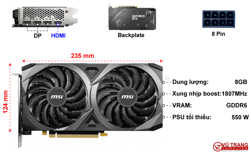 MSI GeForce RTX 3050 VENTUS 2X 8G OC 