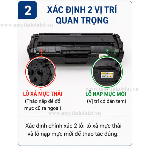 Xác định vị trí xã mực thải và nạp mực mới máy in pantum p2505 p2505w