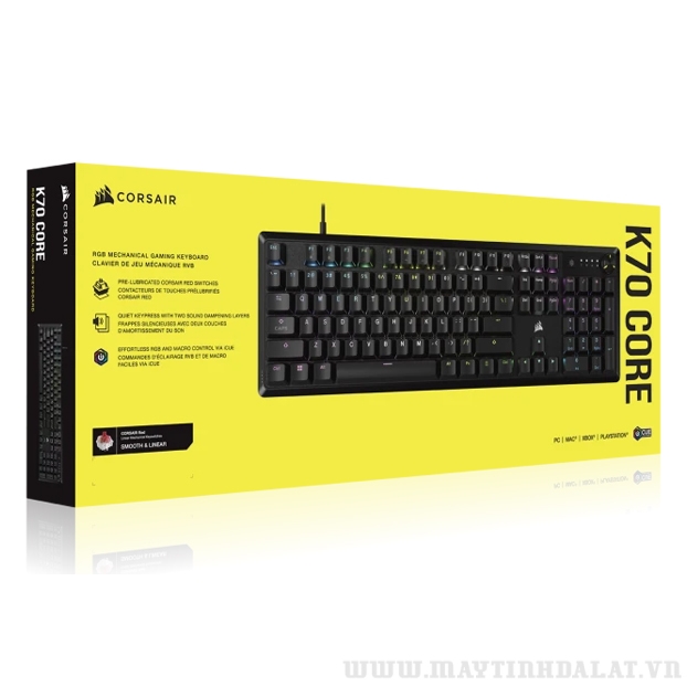 BÀN PHÍM CƠ CORSAIR K70 CORE-BLK-CRSR MX-RGB RED SWITCH