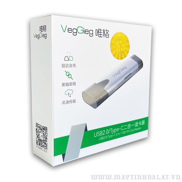 ĐẦU ĐỌC THẺ NHỚ USB/TYPE-C 2 TRONG 1 VEGGIEG VC305