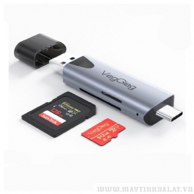 ĐẦU ĐỌC THẺ NHỚ USB/TYPE-C 2 TRONG 1 VEGGIEG VC305