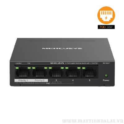 SWITCH POE MERCUSYS MS105GP 5 CỔNG GIGABIT VỚI 4 CỔNG POE+ VỎ SẮT