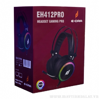 TAI NGHE GAMING E-DRA EH412 PRO 7.1 MÀU ĐEN RGB CÓ DÂY ĐẦU USB