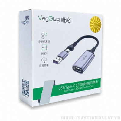VIDEO CAPTURE CARD 1080P HDMI TO USB/TYPE-C VEGGIEG